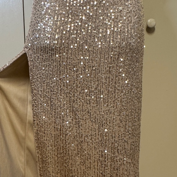 Fashion Nova 2 piece Sequin Dress in Gold - Picture 5 of 7